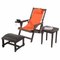 Romantic Collection Canvas Sling Chair with Cup and Wine Holder and Ottoman (Set of 3)