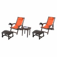 Romantic Collection Canvas Sling Chair with Cup and Wine Holder and Ottoman (Set of 5)