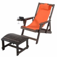 Romantic Collection Canvas Sling Chair with Cup and Wine Holder and Ottoman