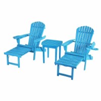W Unlimited SW2005SB-CL2ET1 Oceanic Adirondack Chaise Foldable Lounge Chair Set with Cup & Gl