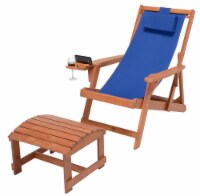 Romantic Collection Canvas Sling Chair with Cup and Wine Holder and Ottoman