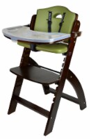 Abiie Beyond Wooden High Chair with Tray. (Mahogany Wood - Olive Cushion)