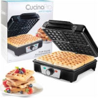 CucinaPro Four Square Belgian Waffle Maker, xl Stainless Steel, Nonstick Plates