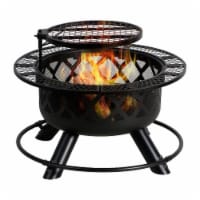 Shinerich Industrial Outdoor Circular Ranch Fire and Grilling Metal Pit, Black, 24