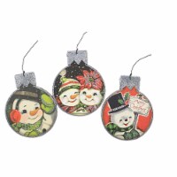 Holiday Ornament Jolly Snowman Set Wood Christmas 32301.