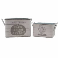 Fall Farm Fresh Pumpkins Buckets Metal St/2 Truck Vintage-Style 39333