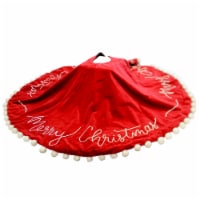 Christmas Merry Christmas Tree Skirt Fabric Velour Pom Poms Stitching 39647