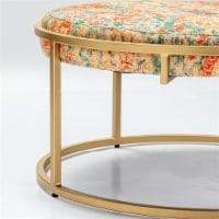 Evolution by Crestview Melinda Printed Fabric Ottoman in Blue and Orange