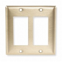 Hubbell Rocker Wall Plate,Stnd;Brass,2Gng,Brsh  SB262