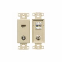 Hubbell Wiring Device-Kellems Wall Plate and Jack,Cat 5e/F-Type,Ivory NS785I