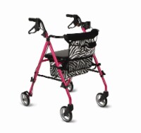 Medline Posh Pink Zebra Steel Rollator Walker Perspective: Main