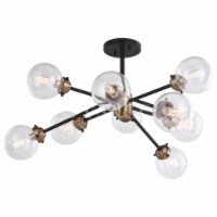 Vaxcel International C0238 30 in. Orbit 9 Light Semi-Flush Mount, Oil Rubbed Bronze & Muted B