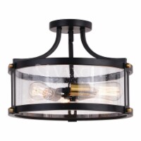 Vaxcel International C0255 15.75 in. Holbrook 3 Light Semi-Flush Mount, Matte Black & Satin B