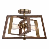 Vaxcel International C0251 16 in. Dunning 2 Light Semi-Flush Mount, Natural Brass & Burnished