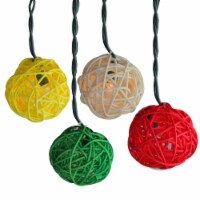PENN Set of 10 Multi-Colored Clear Ball Party Lights - 3ft White Wire