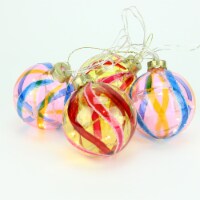PENN 4ct Pink and Red LED Lighted Swirl Glass Christmas Ball Ornaments 3.25  (82mm)