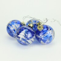 PENN 4ct Blue Glass 2-Finish LED Lighted Christmas Ball Ornaments 3.25  (80mm)