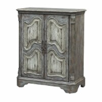 Treasure Trove Kraven Two Tone Gray Blue Two Door Wine Wood Cabinet
