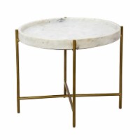 Treasure Trove Katelyn White & Gold Marble Accent Table