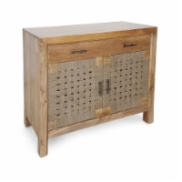 Treasure Trove Augustine Brown & Jute Two Door One Drawer Wood Cabinet