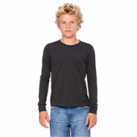 Bella 3501Y Youth Jersey Long Sleeve Tee - Dark Grey Heather- YL