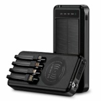 Outdoor Solar 10,000mAh Power Bank - Wireless Charging, Built-in Cables, IP65Water/Dust proof Perspective: Main