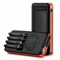 Outdoor Solar 10,000mAh Power Bank - Wireless Charging, Built-in Cables, IP65Water/Dust proof