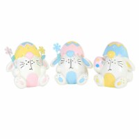 Egg Hat Bunny Figurine - Three Figurines 3.5 Inch, Polyresin - Rabbit St/3 A5088 Perspective: Main