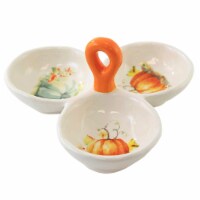Tabletop Painted Pumpkin Tidbit Tray Dolamite Fall Thanksgiving Party H9627