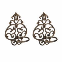 Cast Iron Copper Wall Hanging Flower Pot Holder Mounted Planter Ring Set of 2