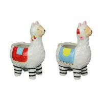 Set of 2 Ceramic Llama Planters Succulent Flower Pot Herb Holder Home Decor Art