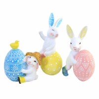 Easter Bunny With Egg Figurine Polyresin Rabbit Chick Decor A7507