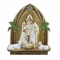 Christmas Light Up Nativity Resin Creche Mary Joseph Baby Jesus Tc01217