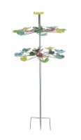 Colorful Two Tier Metal Butterfly Horizontal Spinning Garden Stake
