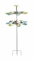 Colorful Two Tier Metal Butterfly Horizontal Spinning Garden Stake
