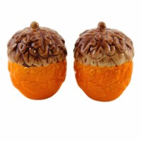 Transpac 3.00 Patterned Acorn Salt & Pepper Shaker Set Autumn Thanksgiving Seasonal Tableware Perspective: Main
