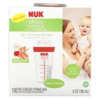 NUK Seal 'n Go Breast Milk Bags 100 Pre-Sterilized Storage Bags - 6 oz (180 ml) Each