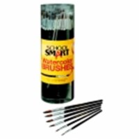 School Smart Round Camel Hair Long Hardwood Handle Watercolor Paint Brush Set 72- Black