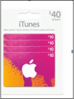iTunes Splash Multipack $40 Cards Perspective: front
