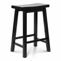 PJ Wood Classic Saddle-Seat 24 Inch Kitchen, Table, & Bar Counter Stool, Black