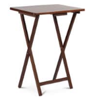 PJ Wood Folding TV Tray Tables with Compact Storage Rack, Honey Oak, 2 Piece Set