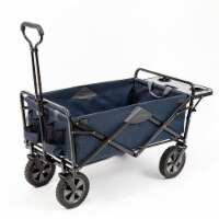 Mac Sports Collapsible Folding Outdoor Garden Utility Wagon Cart w/ Table, Navy