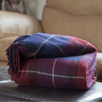 Lavish Home Cashmere-Like Blanket Throw - Blue/Red Plaid