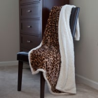 Animal Print Throw Warm Sherpa Backing Fuzzy Soft Cozy Giraffe Leopard Tiger Couch Chair Bed