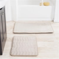 Lavish Home 2 Piece Memory Foam Bath Mat Set - Ivory