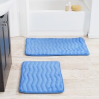 Lavish Home 2 Piece Memory Foam Bath Mat Set - Blue