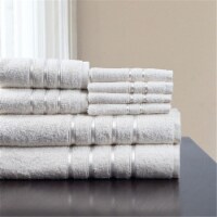 Lavish Home 8 Piece 100% Cotton Plush Bath Towel Set - White