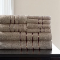 Lavish Home 8 Piece 100% Cotton Plush Bath Towel Set - Taupe
