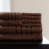 Lavish Home 8 Piece 100% Cotton Plush Bath Towel Set Choc