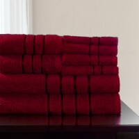 Lavish Home 8 Piece 100% Cotton Plush Bath Towel Set Burgundy